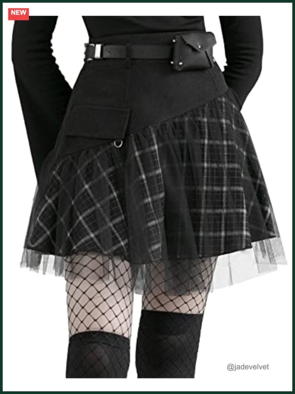 Punk Rave Gothic Plaid Mini Skirt High Waist A-Line Tulle Party